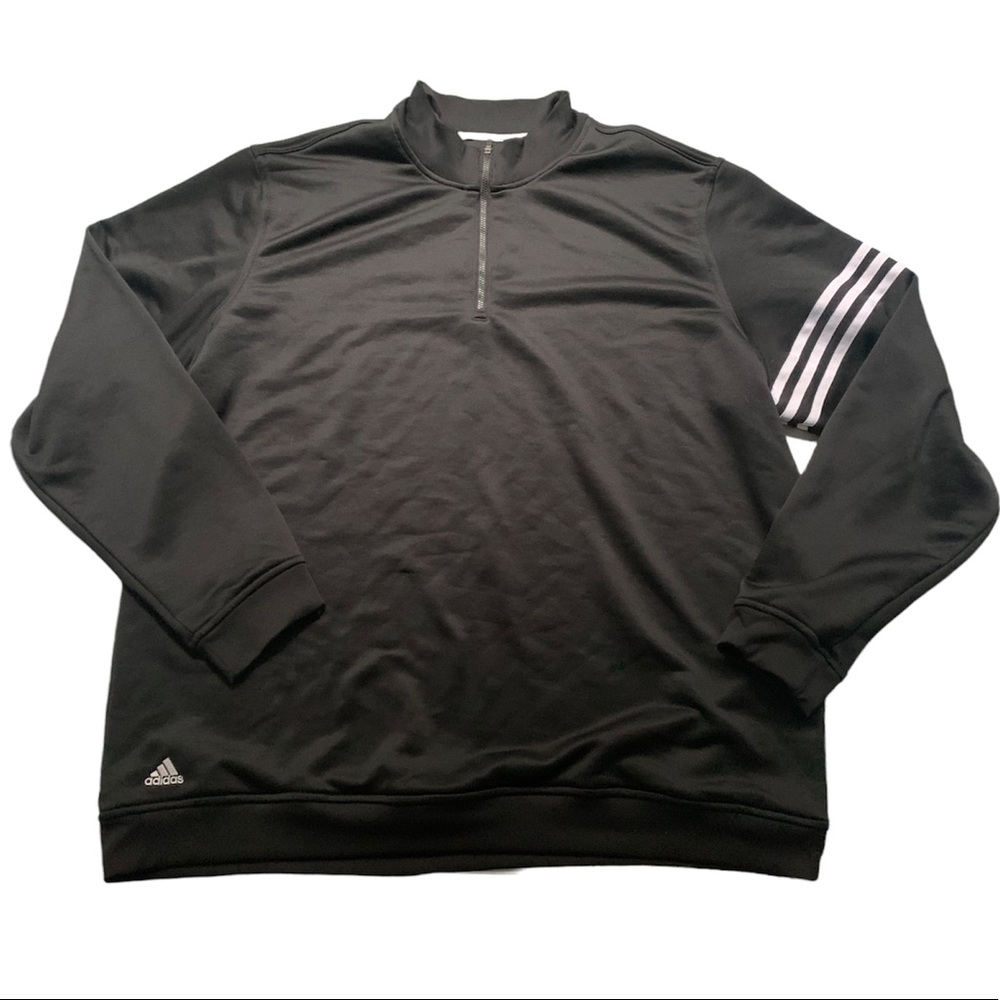 Adidas Quarter 1/4 Zip Pullover Sweatshirt Black 2XL